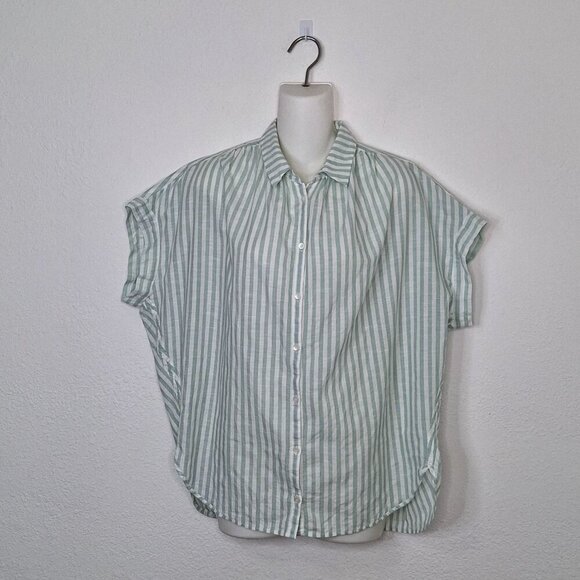 Madewell Tops - Madewell Boxy Shirt Striped Sz M Oversized Button Down 100% Cotton Preppy Work